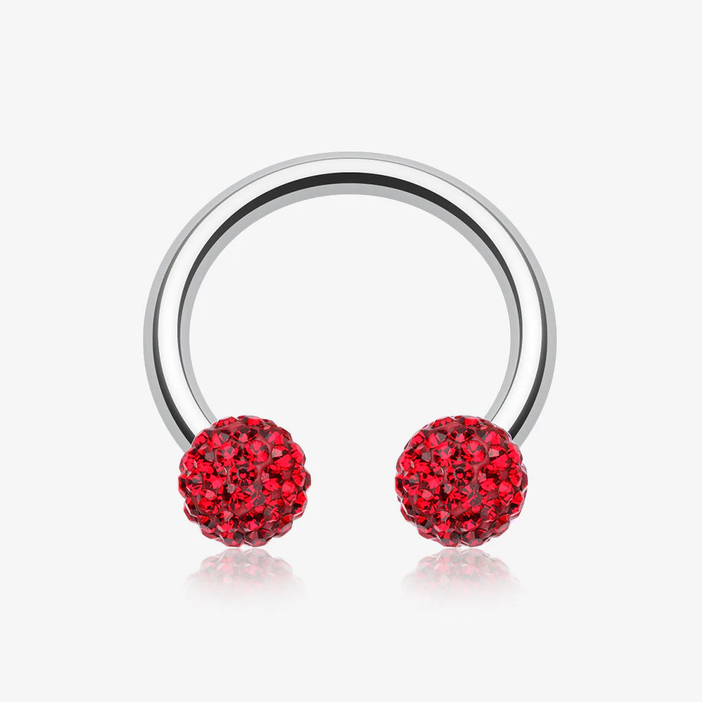 Multi-Gem Sparkle Horseshoe Circular Barbell