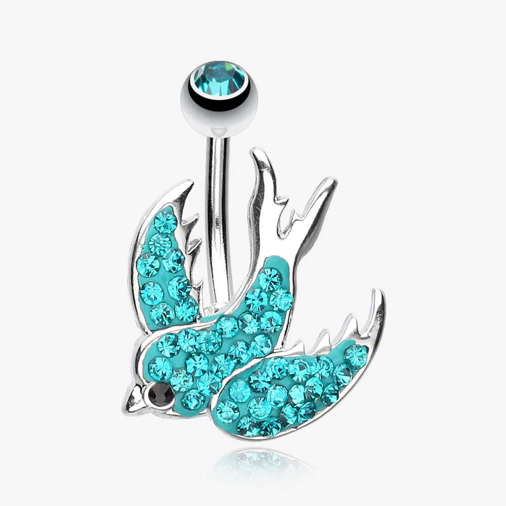 Multi-Gem Sparkle Swallow Multi-Gem Belly Button Ring
