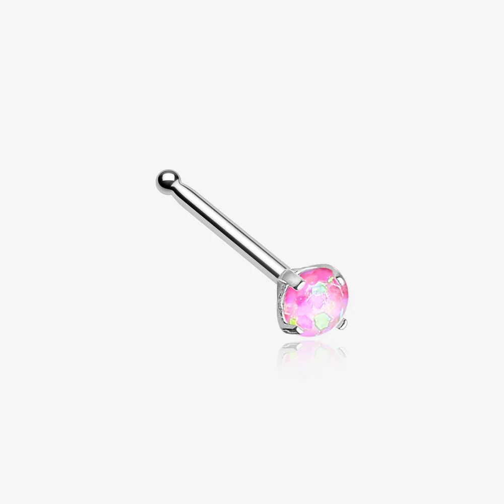 Opal Sparkle Prong Set Nose Stud Ring