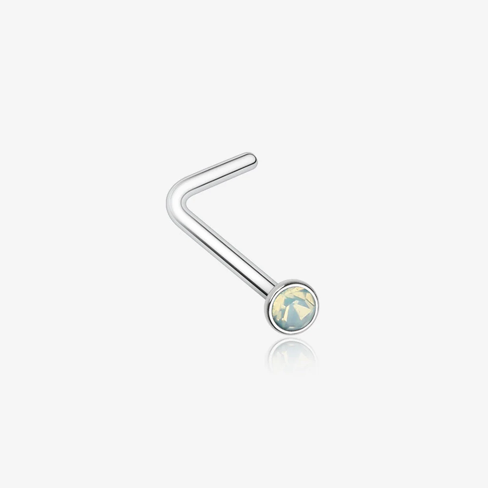 Opalite Gem Sparkle L-Shaped Nose Ring