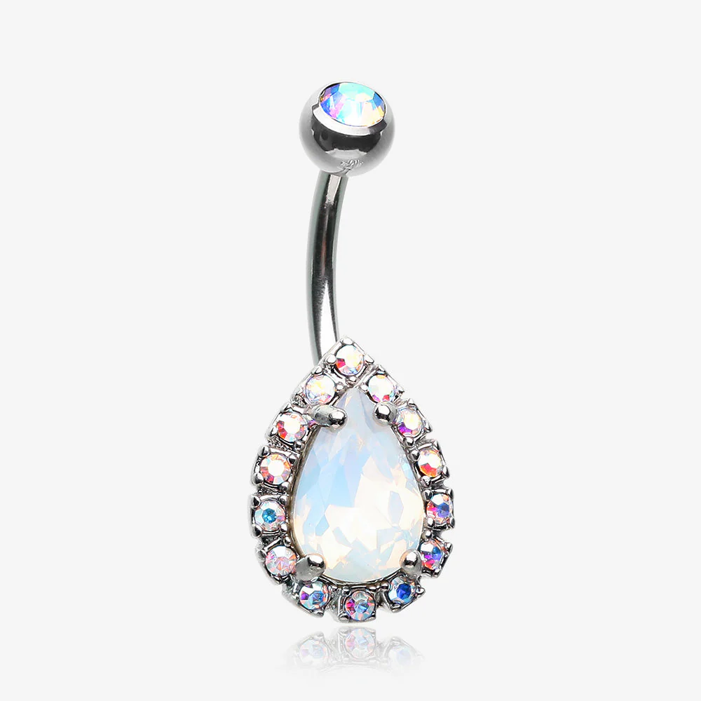 Opalite Multi-Gem Sparkle Teardrop Belly Button Ring