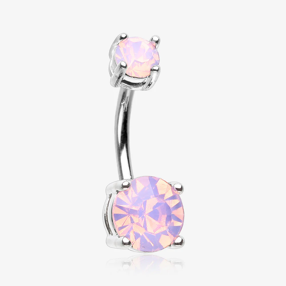 Opalite Sparkle Prong Set Belly Button Ring