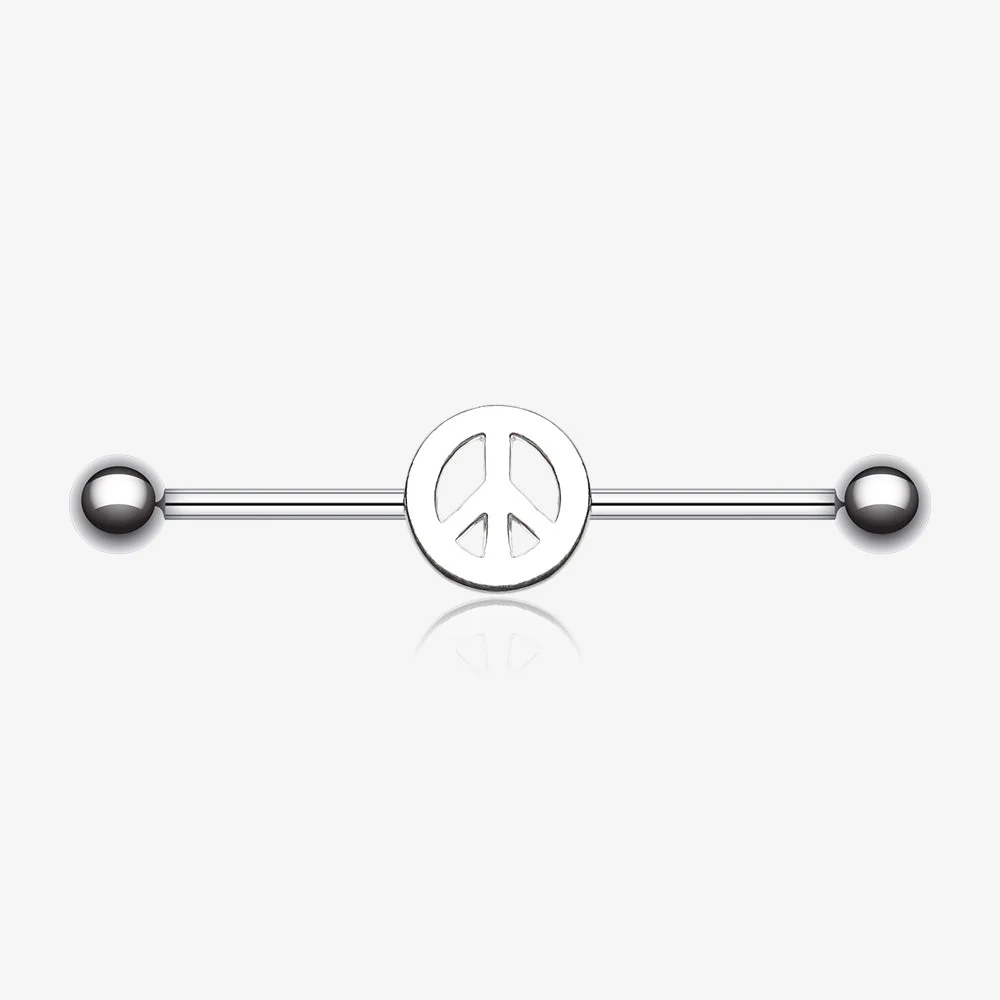 Peace Sign Industrial Barbell