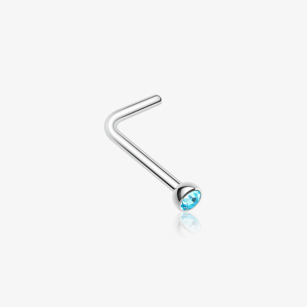 Press Fit Gem Top L-Shaped Nose Ring