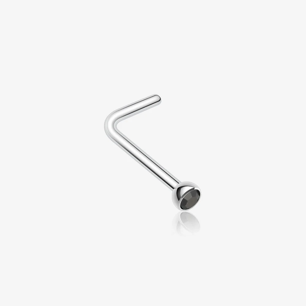 Press Fit Gem Top L-Shaped Nose Ring