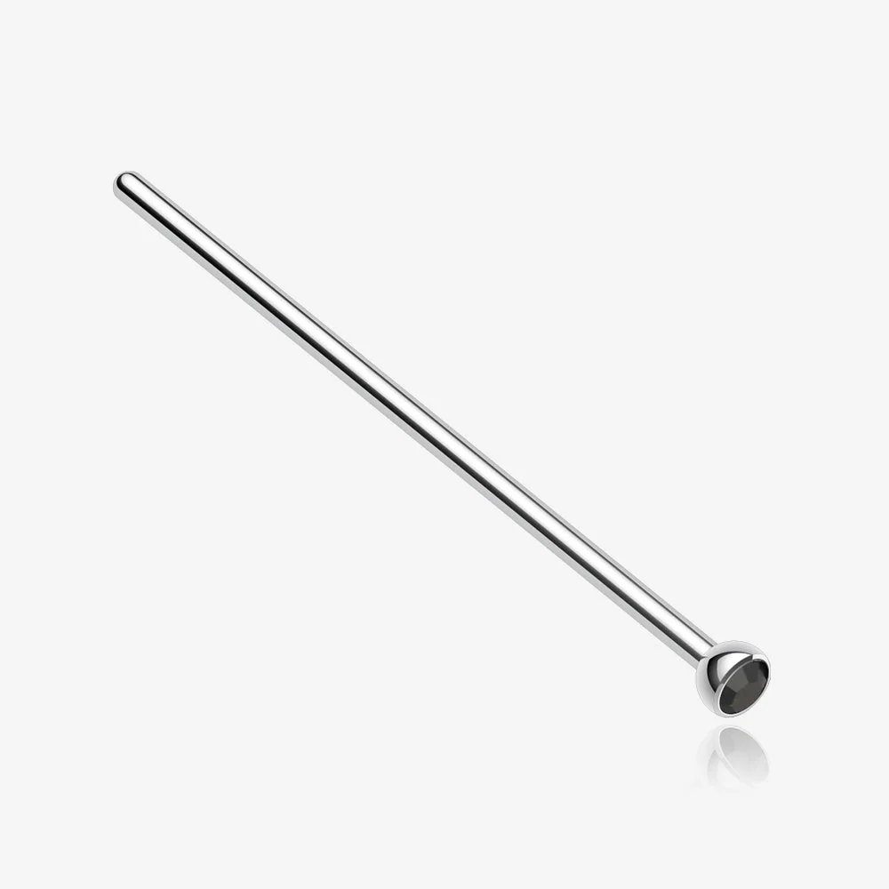 Press Fit Gem Top Steel Fishtail Nose Stud Ring