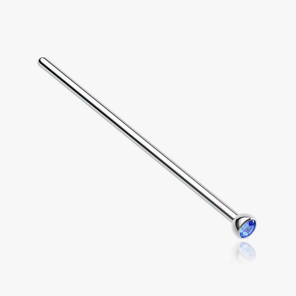 Press Fit Gem Top Steel Fishtail Nose Stud Ring