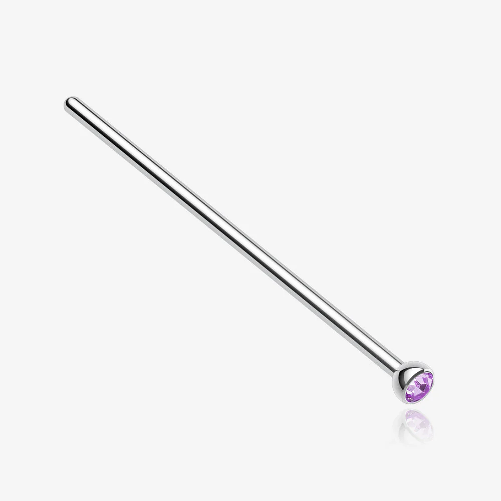 Press Fit Gem Top Steel Fishtail Nose Stud Ring