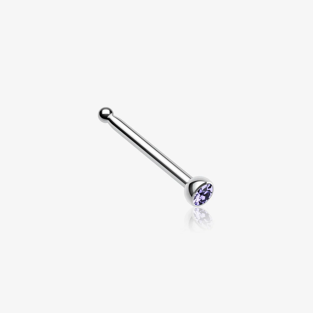 Press Fit Gem Top Steel Nose Stud Ring