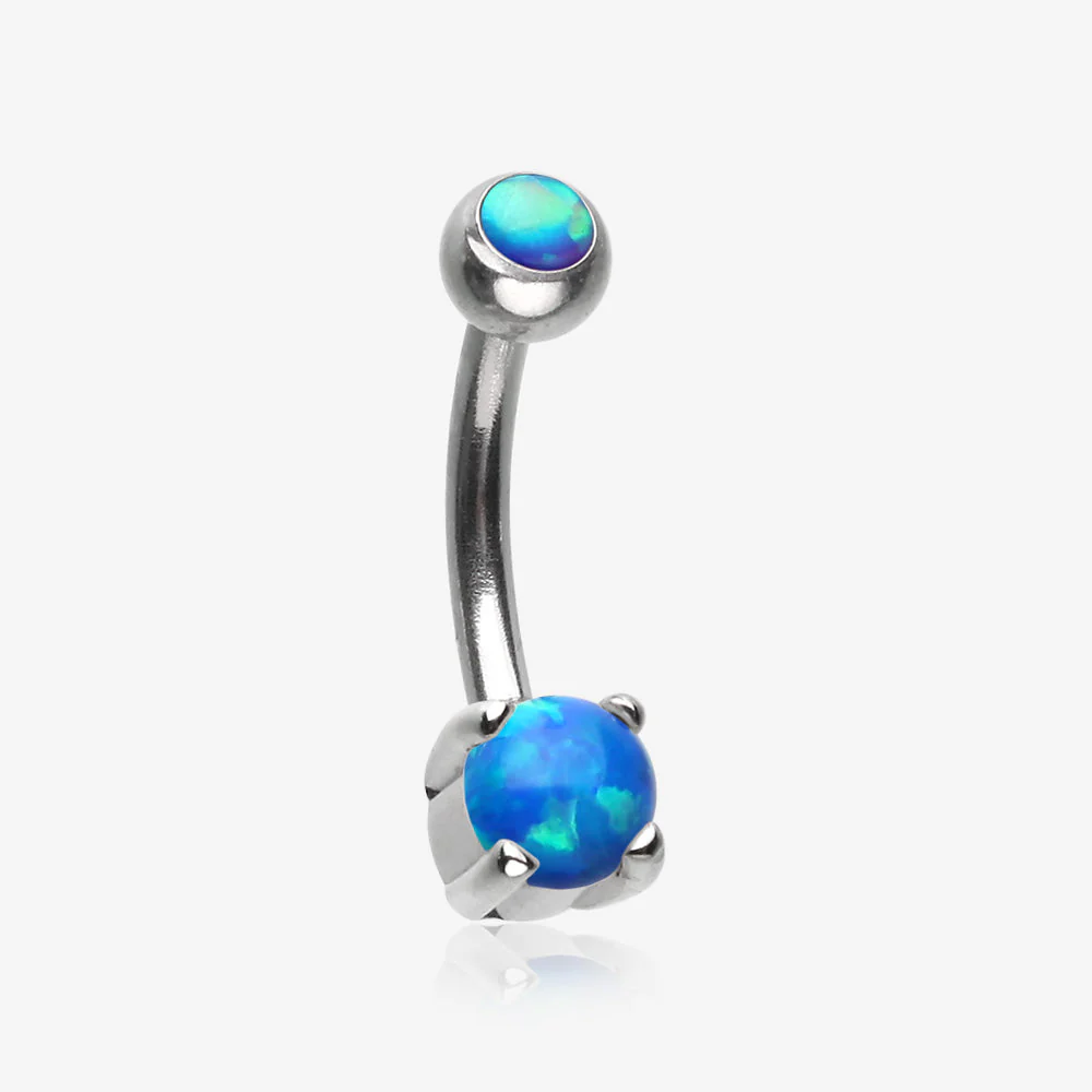 Pristine Fire Opal Sparkles Internally Threaded Curved Barbell