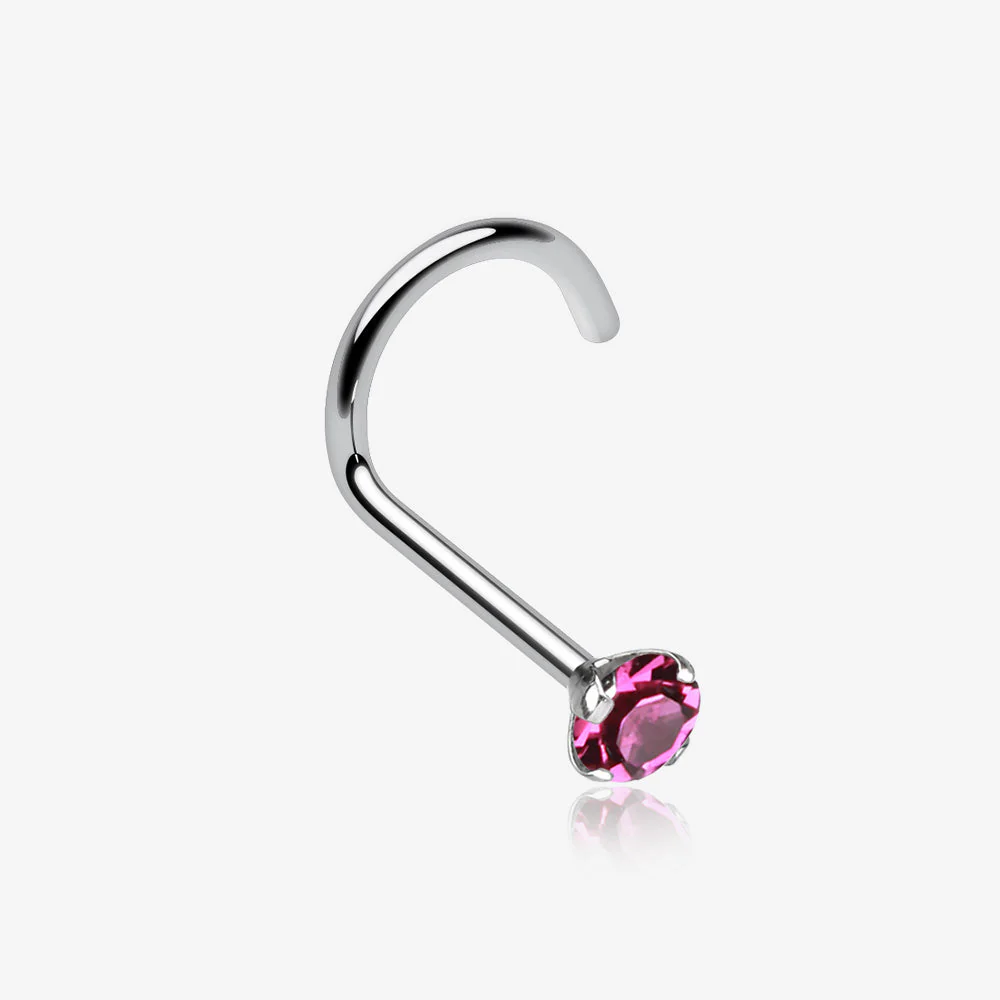 Prong Set Gem Top Steel Nose Screw Ring