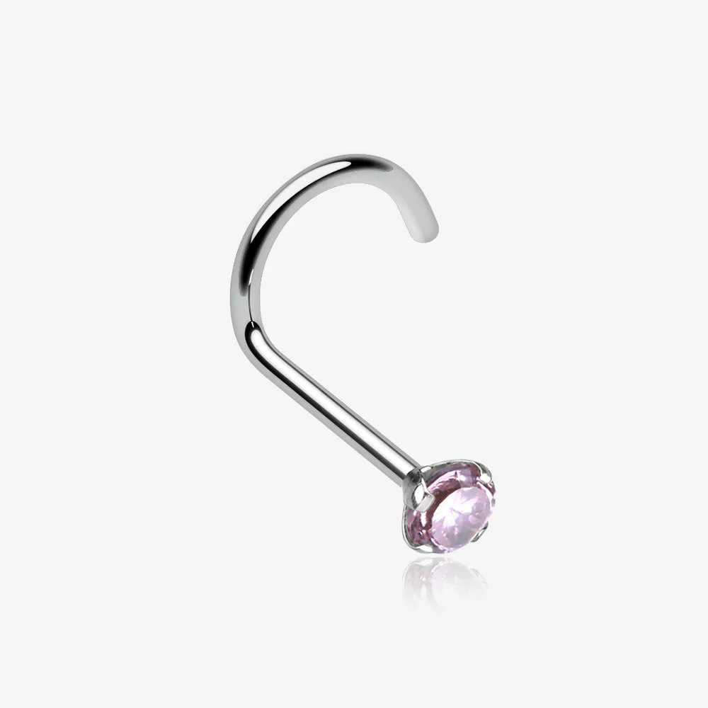 Prong Set Gem Top Steel Nose Screw Ring