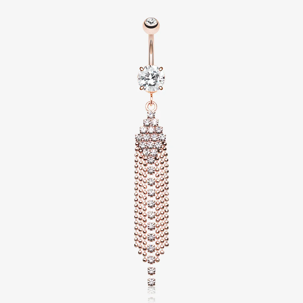 Rose Gold Sparkle Showers Belly Button Ring