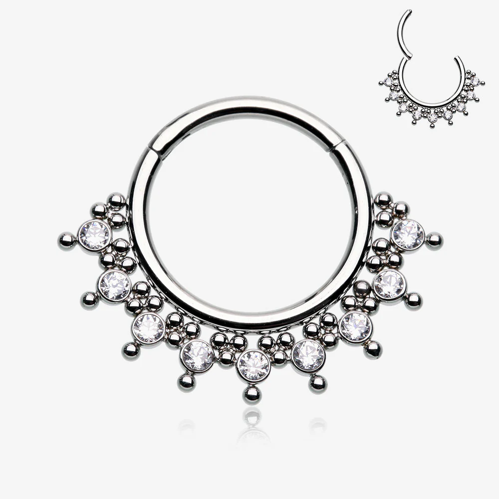 Royal Bali Floral Studded Sparkle Seamless Clicker Hoop Ring