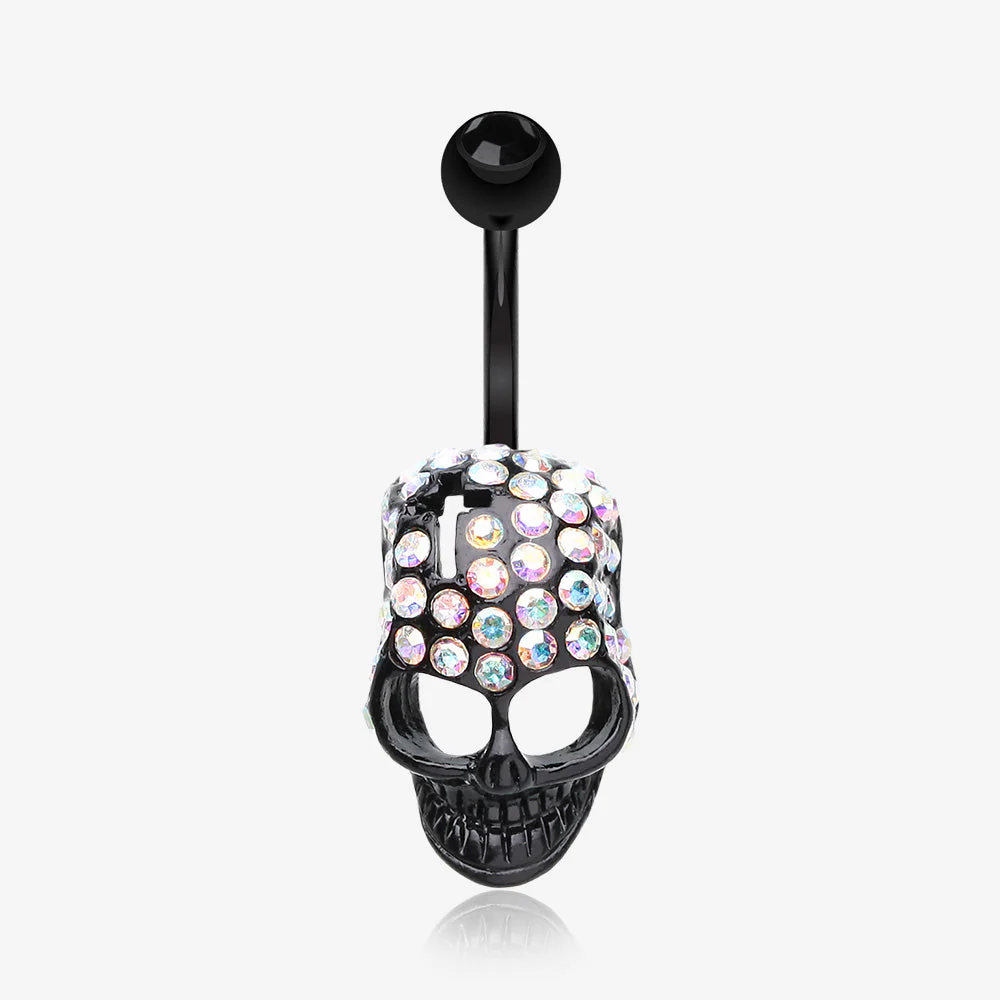 Skull Fury Multi-Gem Belly Button Ring