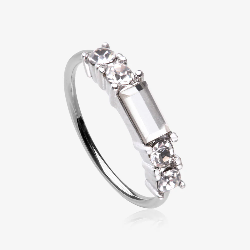 Sparkle Baguette Multi-Gem Bendable Hoop Ring