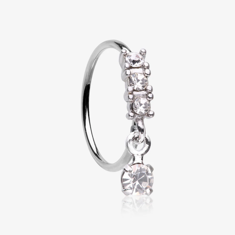 Sparkle Trio Dangle Multi-Gem Bendable Hoop Ring
