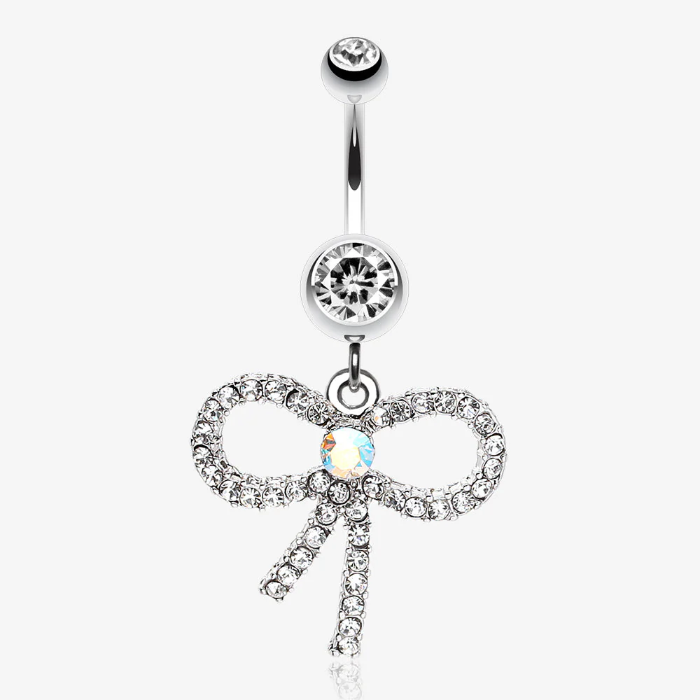 Sparkling Ribbon Dangle Belly Ring