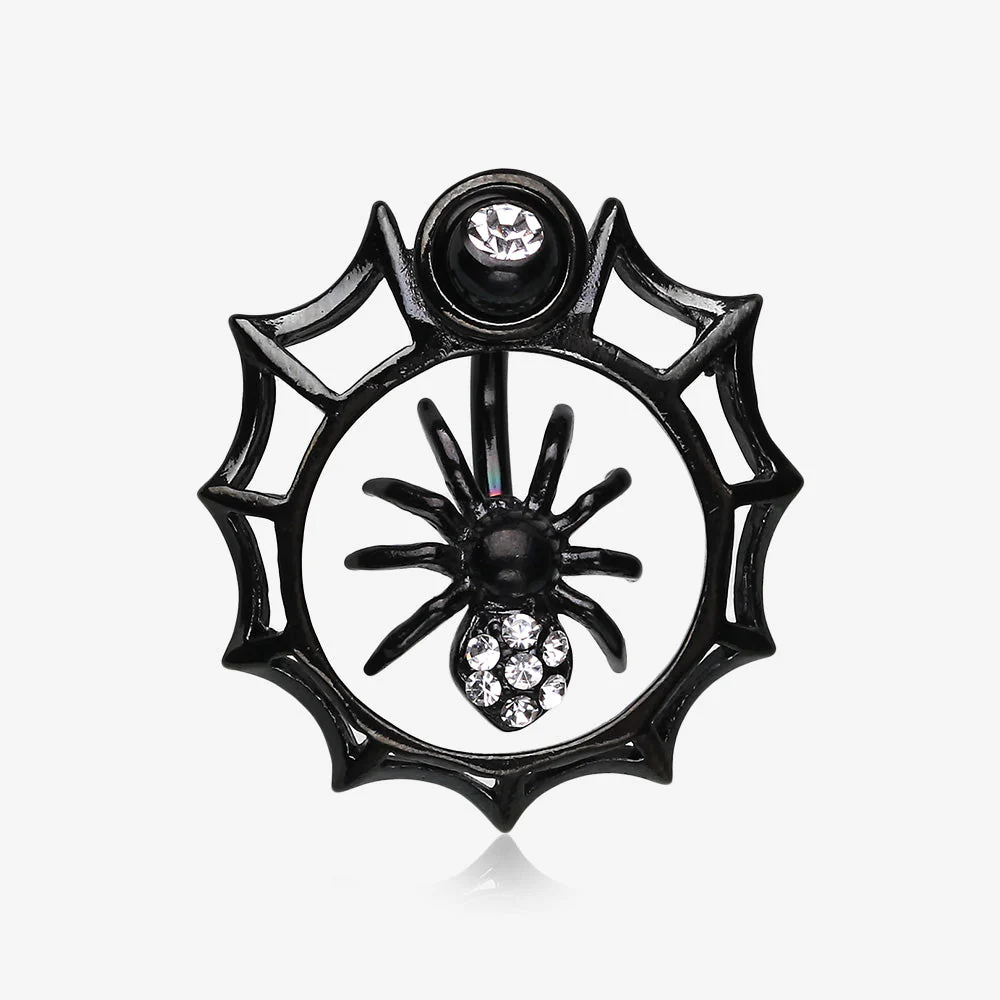 Spider in Web Sparkle Belly Ring
