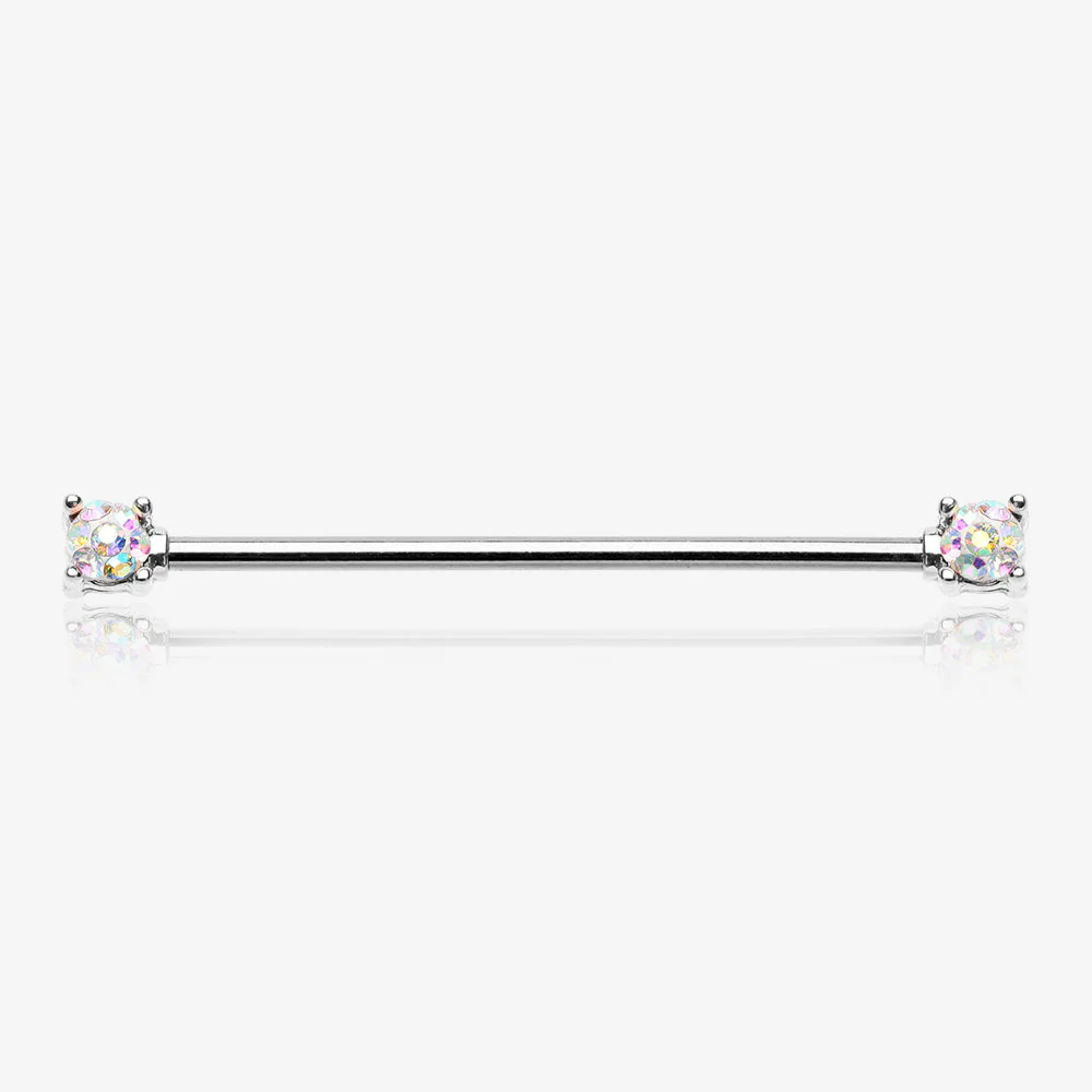 Sprinkle Dot Multi-Gem Sparkle Double Prong Industrial Barbell