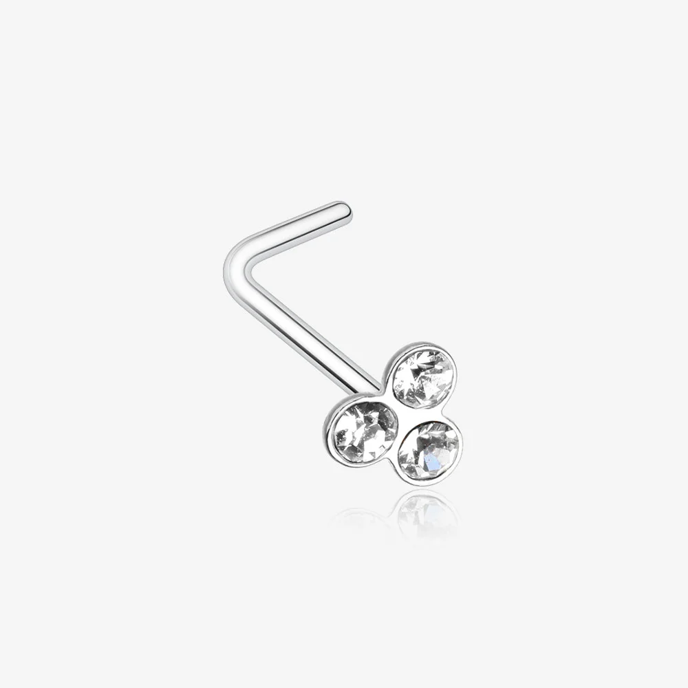 Trinity Gem Top L-Shaped Nose Ring
