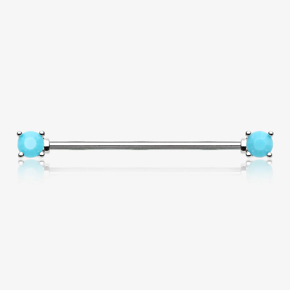 Turquoise Bead Prong Industrial Barbell