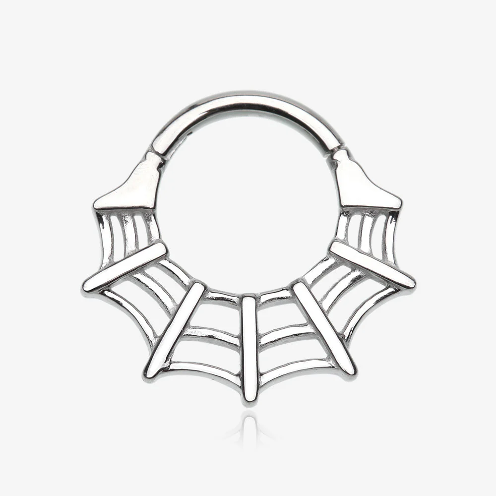 Venomous Spider Web Steel Seamless Clicker Hoop Ring