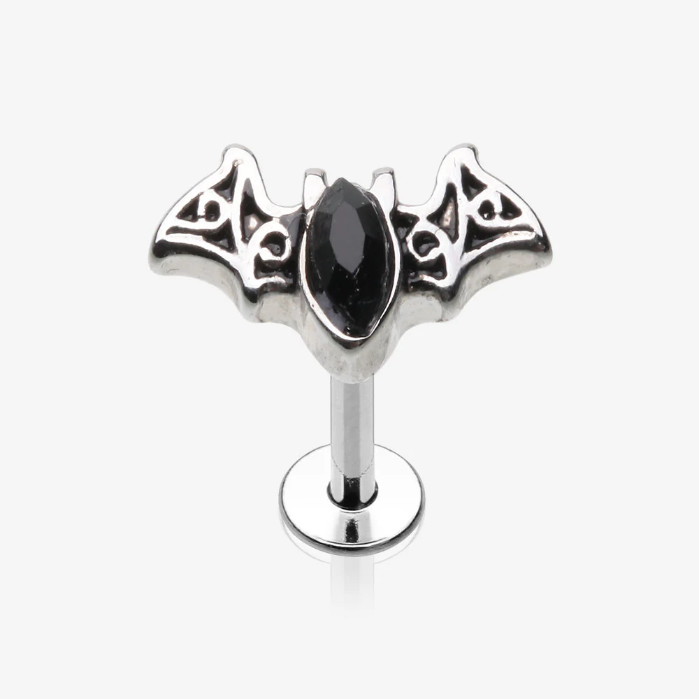 Victorian Goth Bat Sparkle Steel Labret