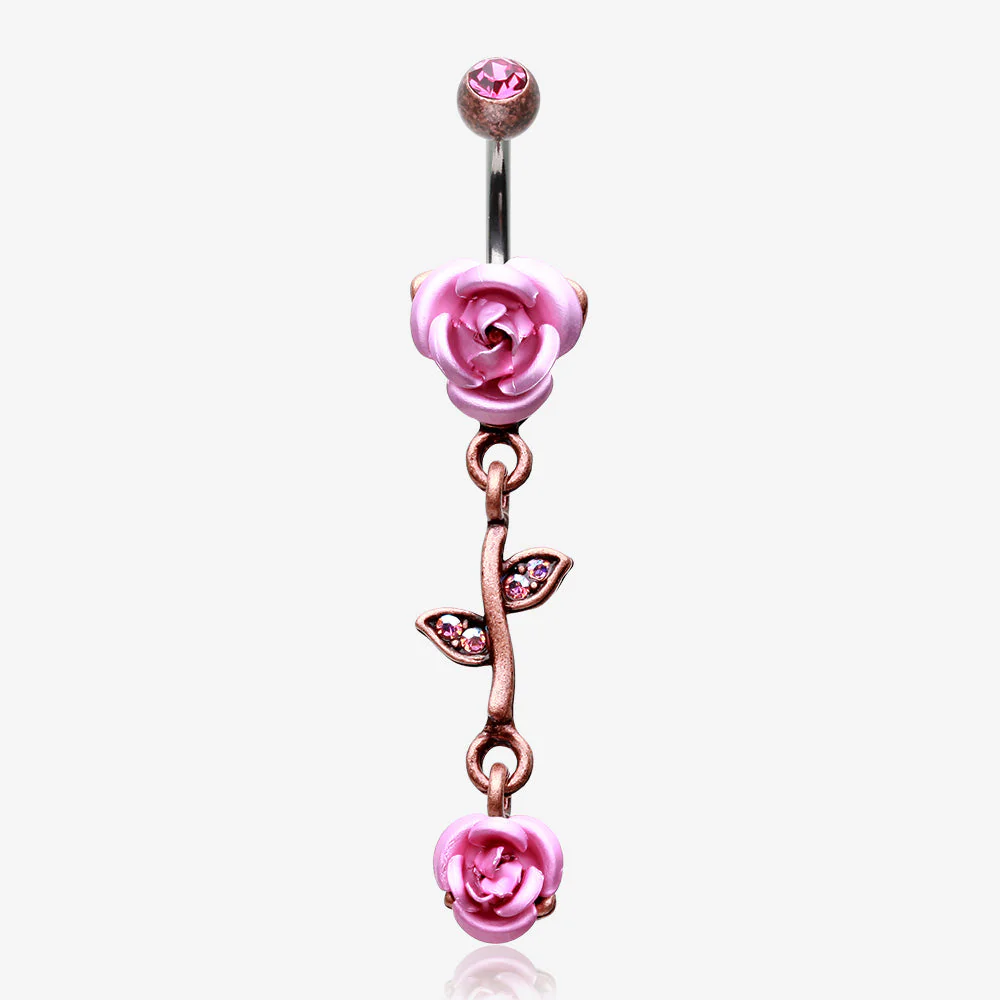 Vintage Boho Metal Rose Belly Button Ring
