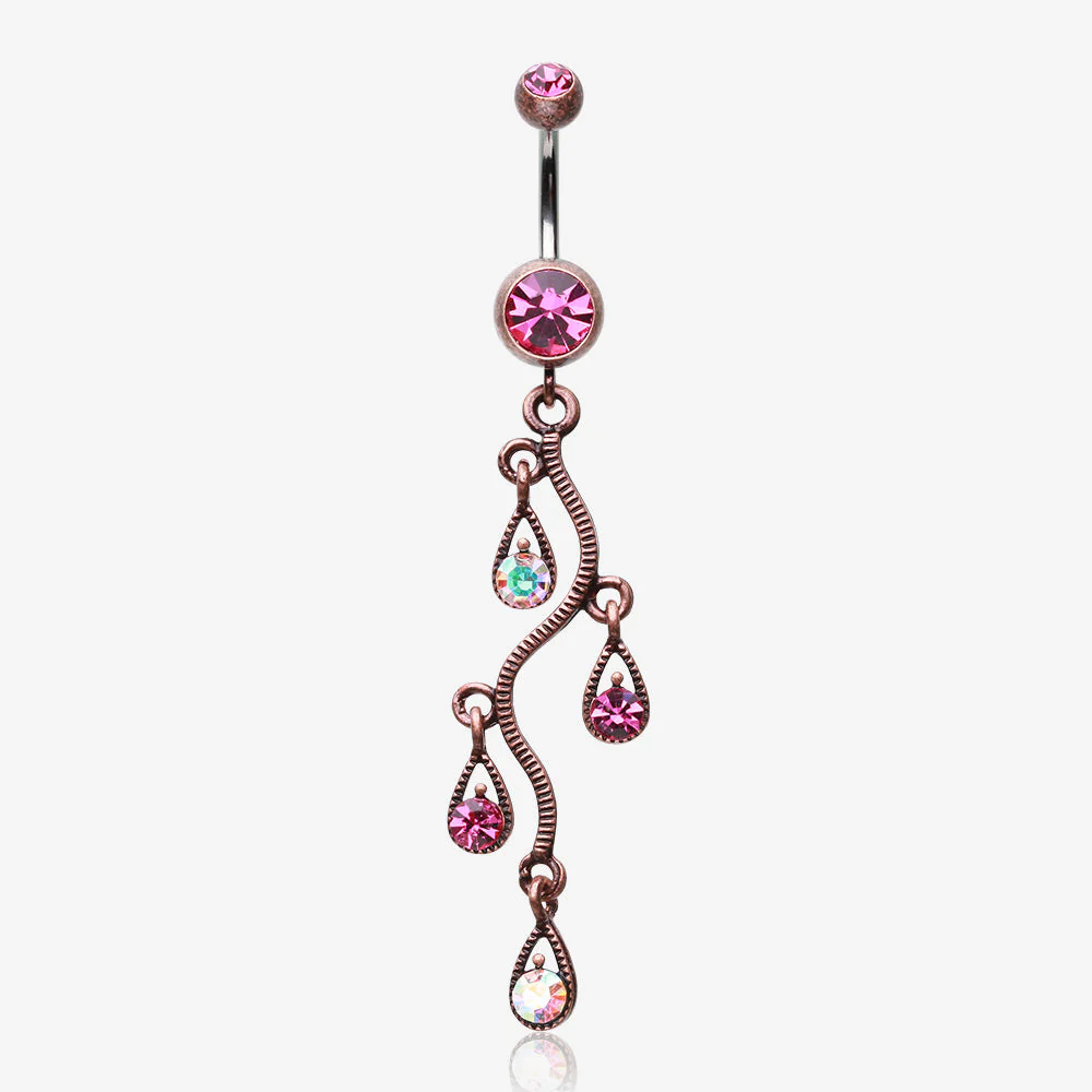 Vintage Boho Vine Swirl Belly Button Ring
